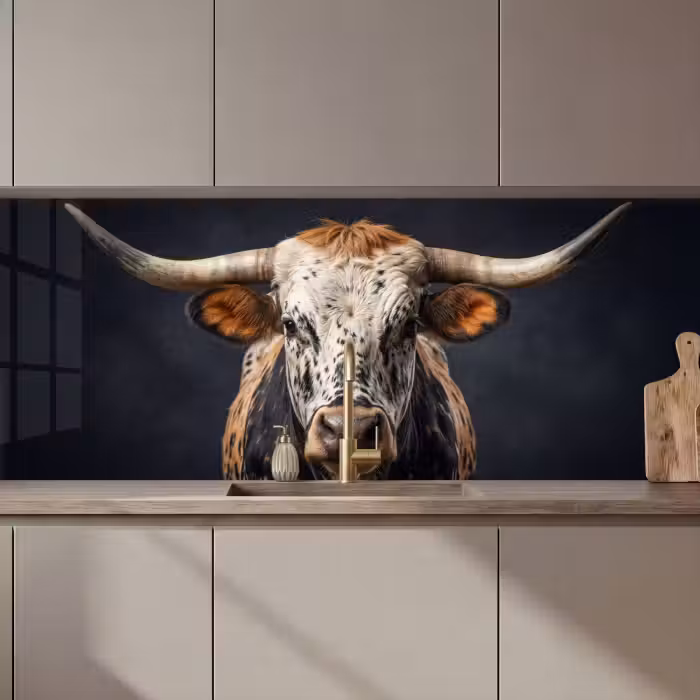 Kitchen splashback - Taurus - Colorful - Horns