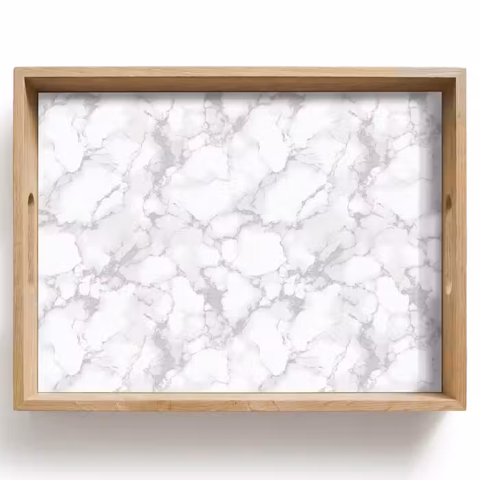Tray - White - Marble - Gray