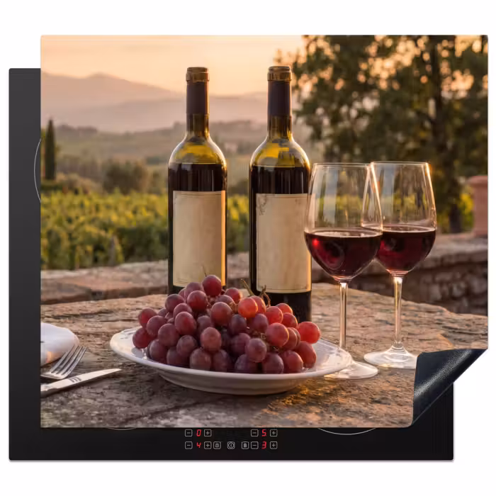 Induction hob protector - Wine - Glasses - Grapes - Vineyard