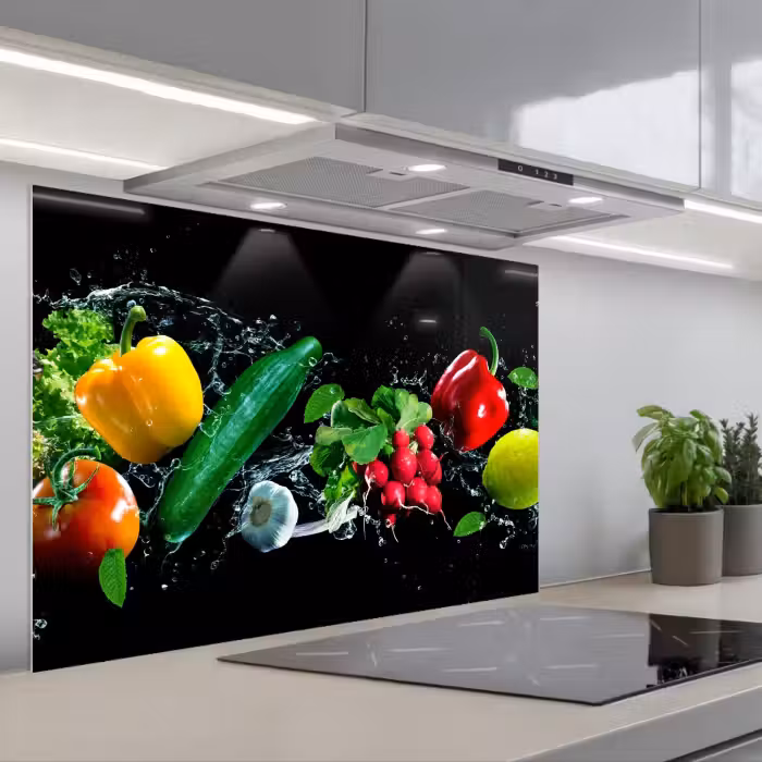 Kitchen splashback for hob - Vegetable - Splash - Black