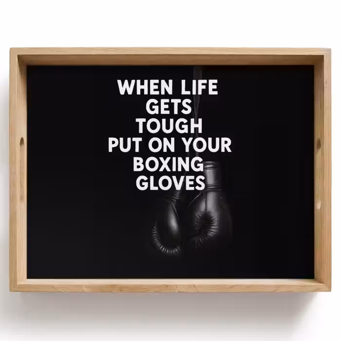 Tray - Text - Boxing Gloves - White