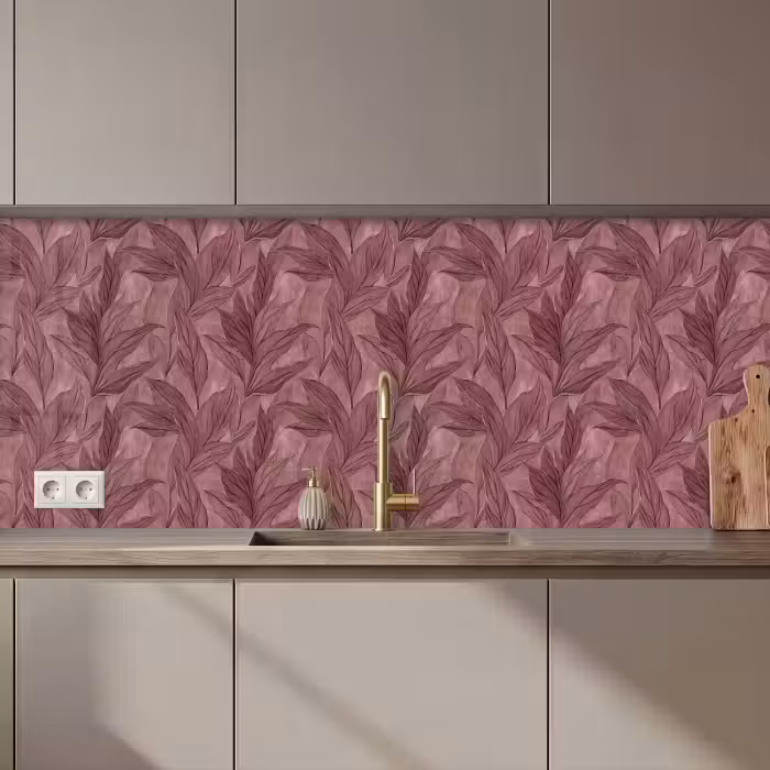 Kitchen splashback - Leaves - Pattern - Purple