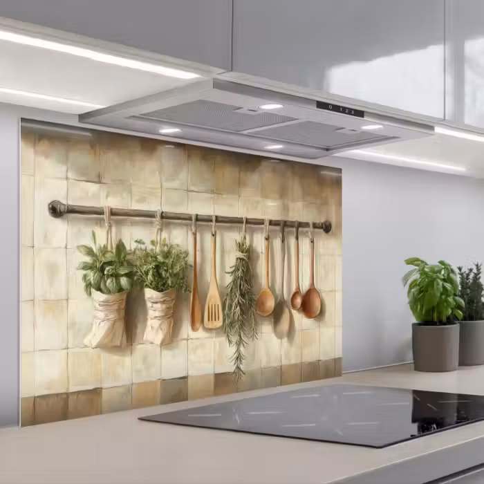 Kitchen splashback for hob - Wood - Kitchenware - Still Life - Tiles