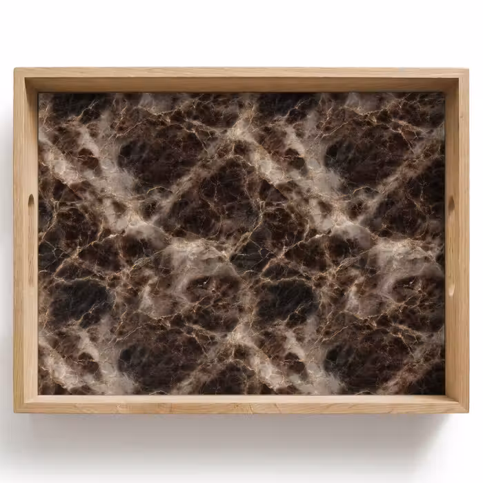 Tray - Brown - Gold - Marble