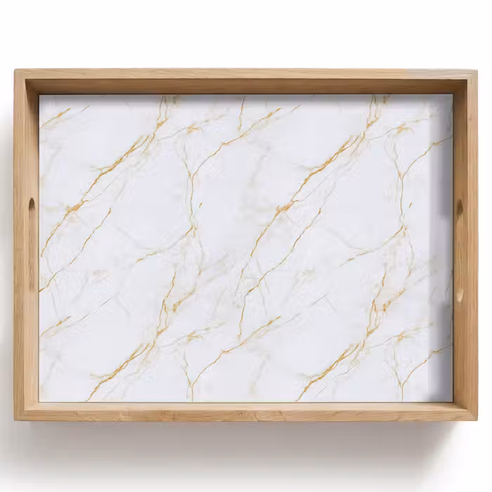 Tray - White - Marble - Gold - Luxurious