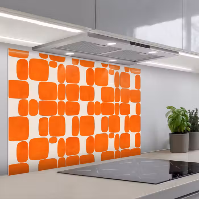 Kitchen splashback for hob - Pattern - Retro - Orange