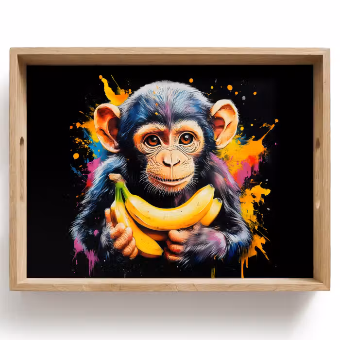 Tray - Monkey - Graffiti - Colorful - Bananas - Modern