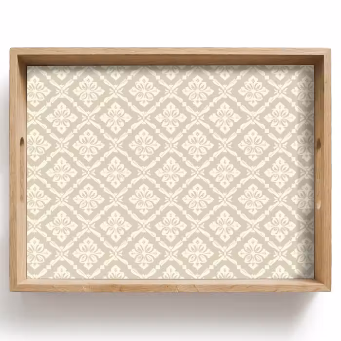 Tray - Floral - Ornament - Beige