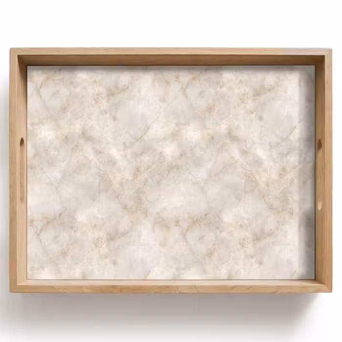 Tray - Light Beige - Golden Brown Grains - Marble