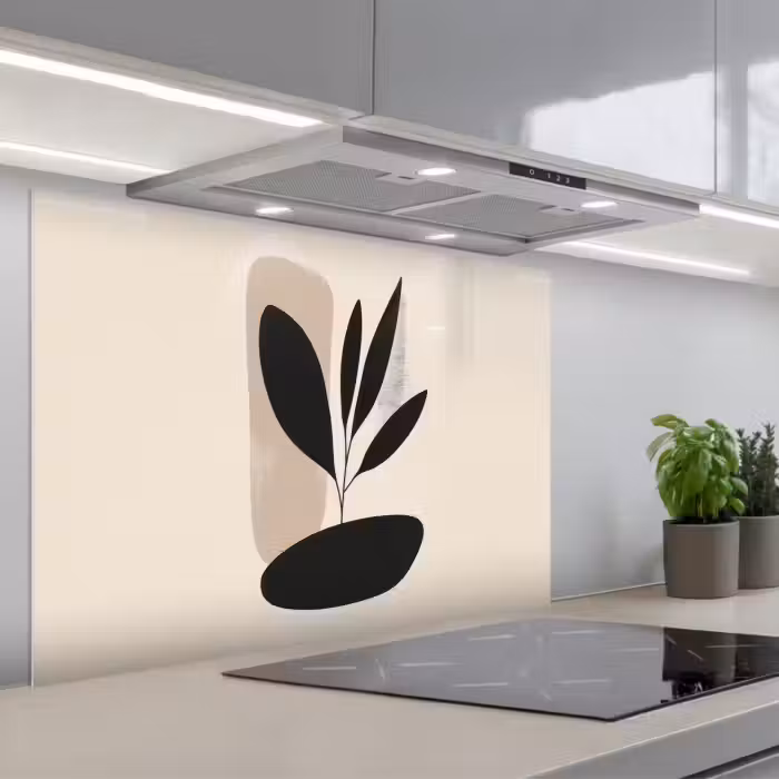 Kitchen splashback for hob - Plant - Beige - Japandi