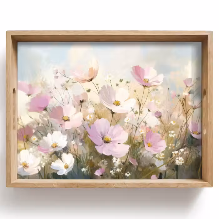 Tray - Field of flowers - Light shades - Painted