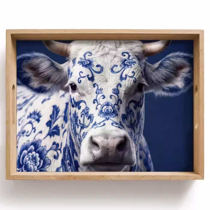 Tray - Cow - Delft - Blue - Artistic