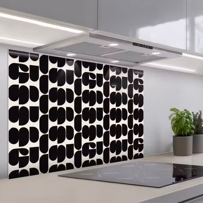 Kitchen splashback for hob - Modern - Patterned - Black