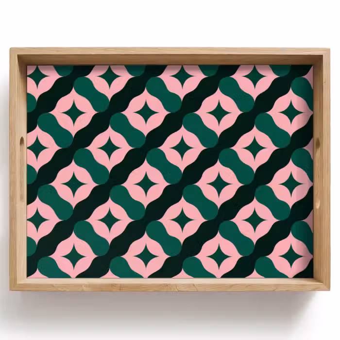 Tray - Green - Pink - Retro - Stars