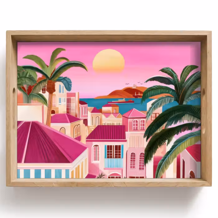 Tray - City - Pink - Palm trees