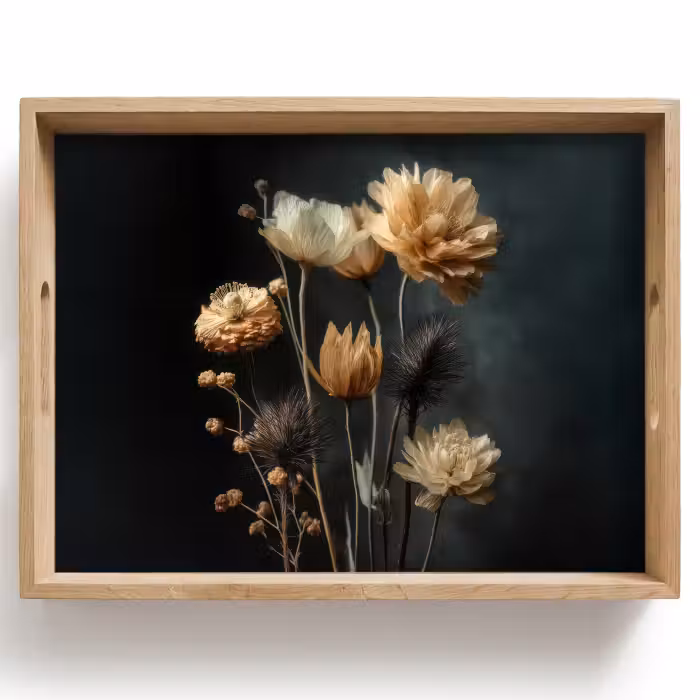 Tray - Bouquet - Flowers - Light - Black